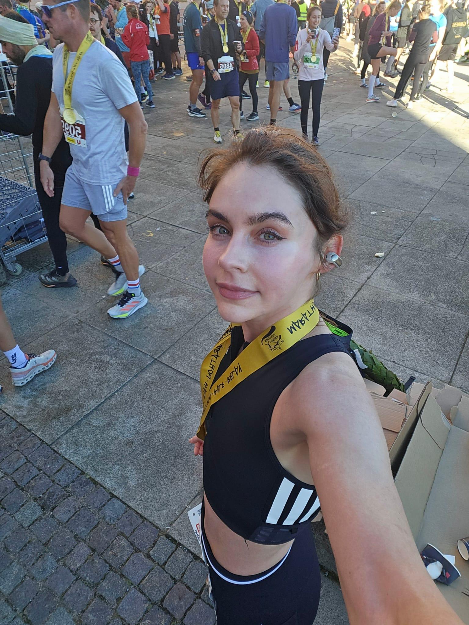 After the finish at Uppsala Half Marathon