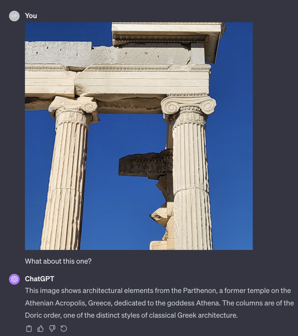 ChatGPT locating the Parthenon
